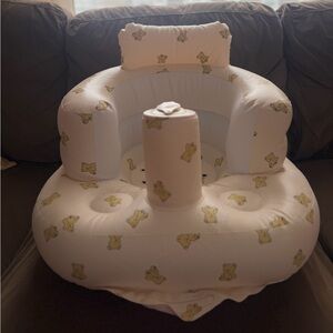 White/Cream Inflatable Baby Seat with Bear Print